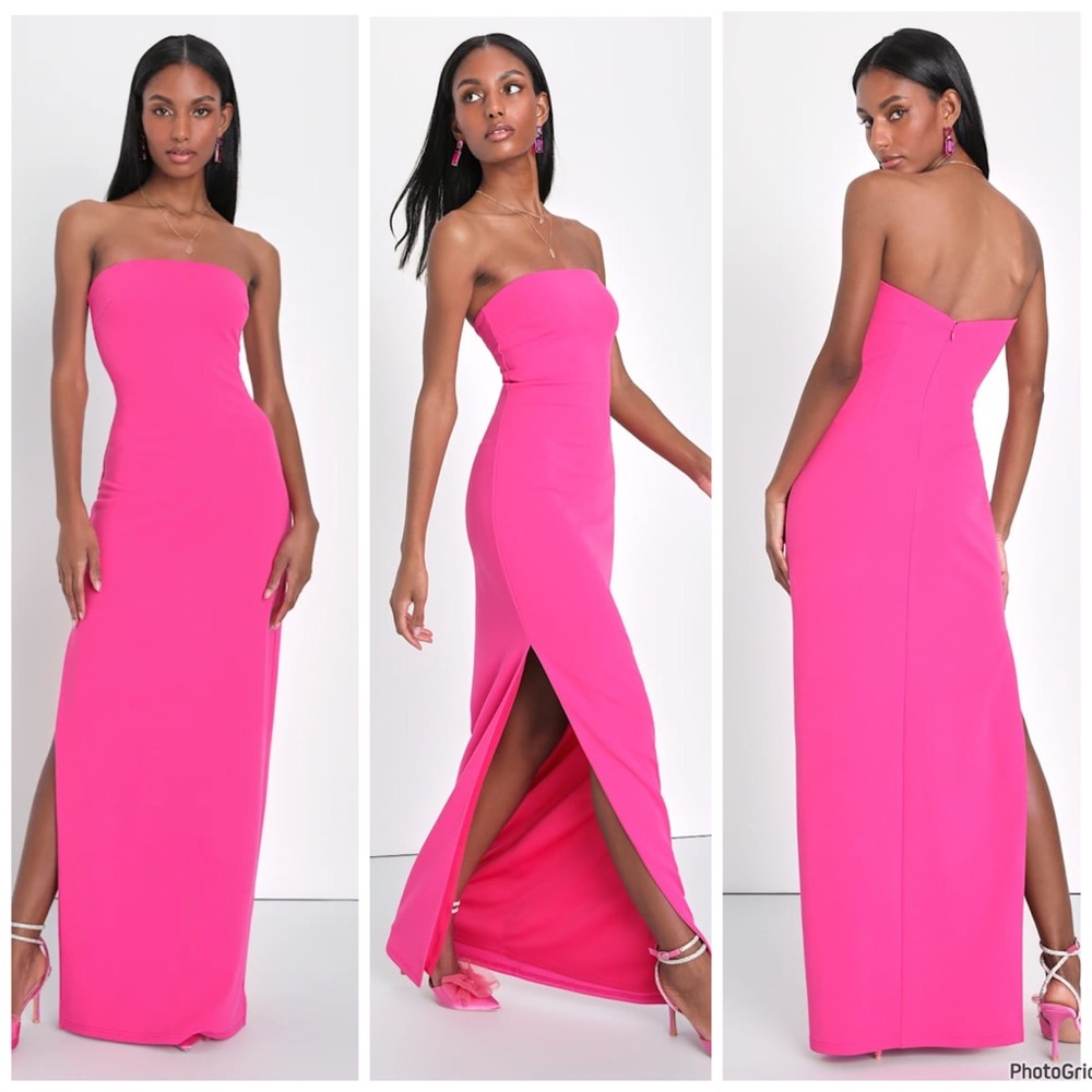 NWOT‎ Lulu’s Elaborate Excellence Hot Pink Strapless Maxi Dress Bodycon Small